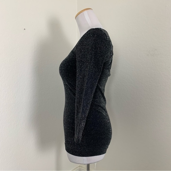 Vintage 90s/Y2k Bebe Metallic Silver stretch Top Back Cut Out - Picture 7 of 12